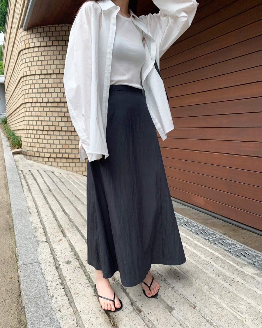 [CHARCOAL / S 당일출고] COLD LONG SKIRT (3c)